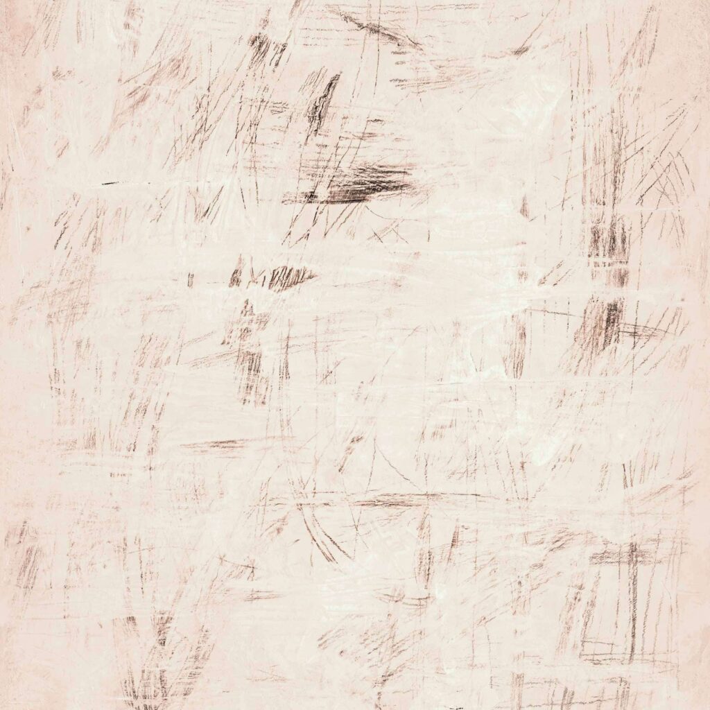 Lichtroze Elitis-behang met abstract krassend patroon uit de Voile de Papier-collectie.