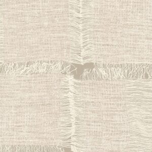 Textielachtig behang Elitis Ceres Cybele VP 1009 02 met een beige geweven patroon en rafelige textuur.