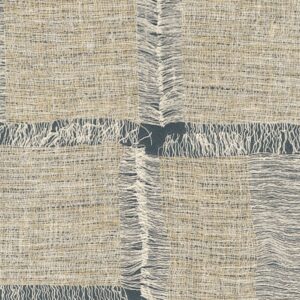 Detail van het Elitis Ceres Cybele VP 1009-04 textielbehang met een geweven patroon in beige en grijsblauw.