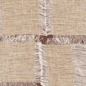 Beige structuurstof met franjes en kruisvormig patroon uit de Elitis Cérès Cybèle VP 1009-14 collectie.