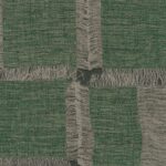Textielpatroon van Elitis Ceres Cybele VP 1009-67 met groengrijze geweven vlakken en franjes.