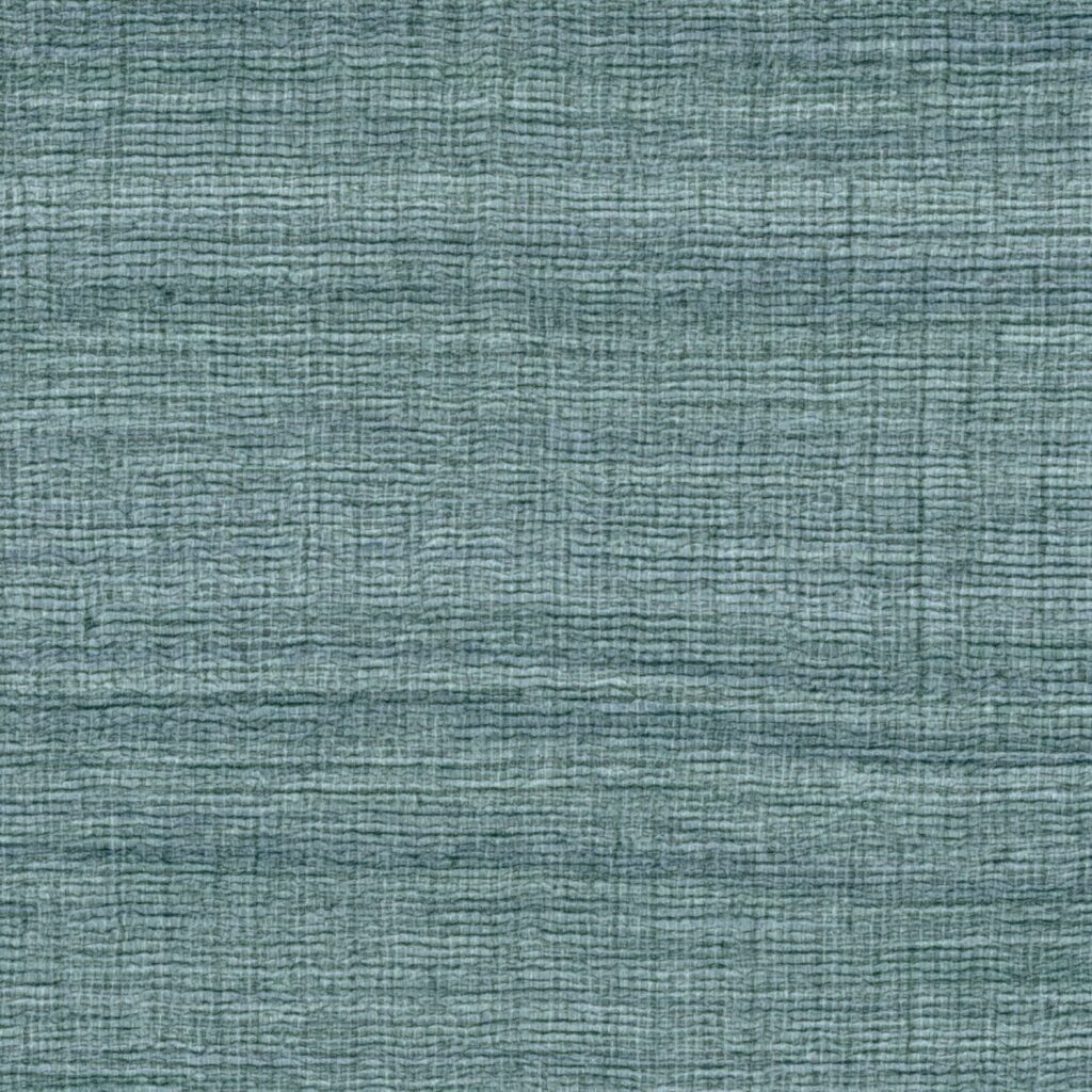 Groenblauw wandbekledingsmateriaal Elitis Ceres Rhea VP 1008 40 met een textuur van fijn geweven linnen.