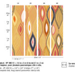 Abstract patroon uit de Elitis Cordes Sensibles collectie met kleurrijke, gestileerde arabeske vormen op een okergele achtergrond.