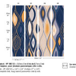 Abstract patroon uit de Elitis Cordes Sensibles-collectie met golvende, organische vormen in blauw-, goud- en crèmetinten, getiteld Arabesque VP 1002 03.