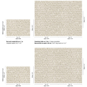 Beige wandbekleding met een patroon van overlappende koordstructuren uit de Elitis Cordes Sensibles-collectie, ontworpen door Véronique de Soultrait.