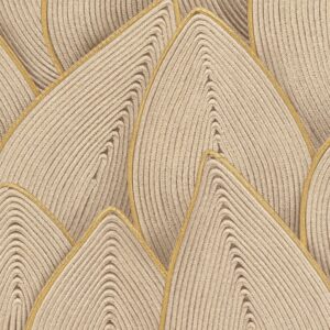 Decoratief wandpaneel uit de Elitis Cordes Sensibles-collectie met bladvormige patronen van jute touw.