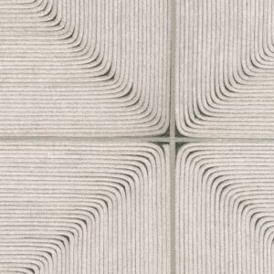 Detail van het textielontwerp "Sillage VP 997 01" uit de Elitis Cordes Sensibles collectie van Véronique de Soultrait, met geometrisch patroon van op elkaar gelegde koorden.
