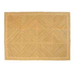 Rechthoekig Elitis Coyoacan vloerkleed met een geometrisch patroon in natuurlijke, beige tinten.