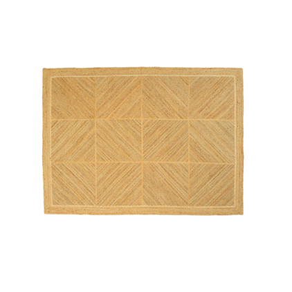 Rechthoekig Elitis Coyoacan vloerkleed in natuurlijke tinten met een geometrisch patroon.