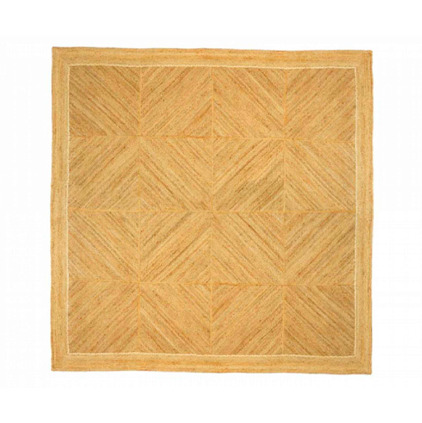 Vierkant Elitis Coyoacan vloerkleed in een warme, natuurlijke tint met een geometrisch patroon.