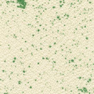 Close-up van de Elitis Excentric Jacky stof in beige met groene spikkels.