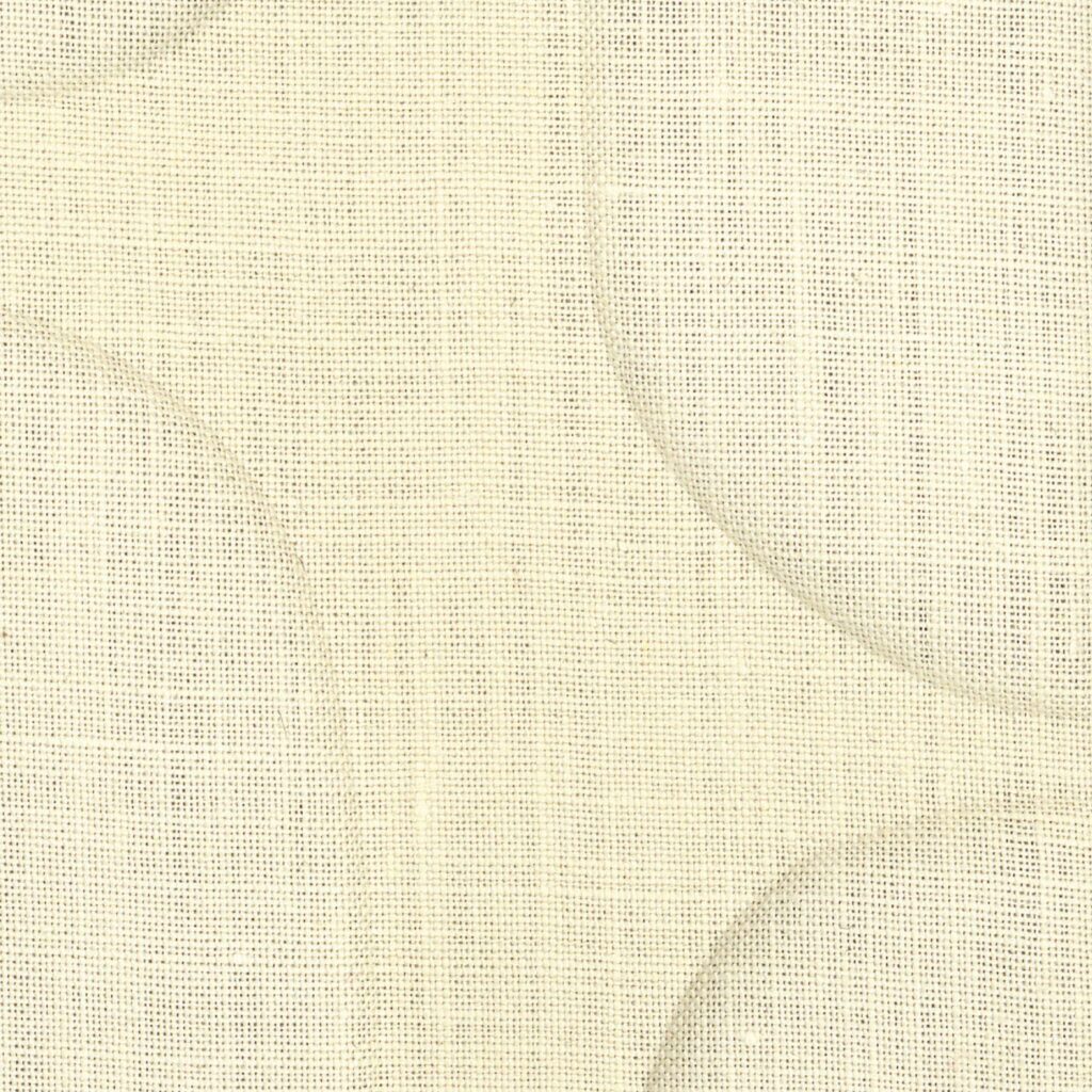 Beige wandbekleding Elitis Forms Wall Twisted Lin RM 1053 01 met subtiel textielpatroon en ronde reliëfstructuren.