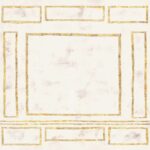 Beige wandbekleding met gouden, onregelmatige lijnen in Kintsugi-stijl, geïnspireerd op Elitis Les Marques de L'Empire.