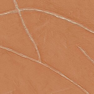 Detail van Elitis Kintsugi VP 1004-35 behang met een terracotta textuur en metallic lijnen die breuken imiteren.