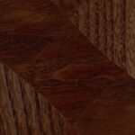 Close-up van het Elitis Le Jeu de Dame RM 1039 72 Marqueteries behang met een donker houten dam patroon.