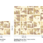 Patroonvoorbeeld van het Elitis Maestria Kalliste RM 1077 02 behang met abstracte blokken en strepen in beige- en bruintinten.