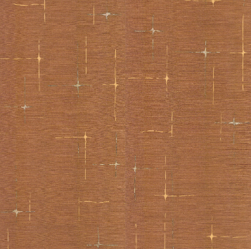 Bruin behangpatroon Elitis Maestria Orphée RM 1076-55 met subtiele, glinsterende stervormige accenten.
