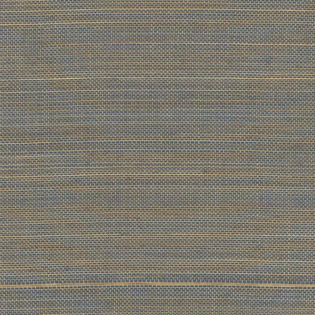 Detail van Elitis Maestria Pur Abaca RM 1071-87 behang met geweven textuur in blauw- en natuurtinten.