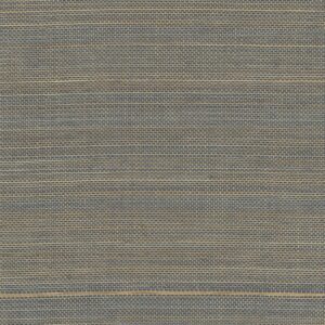 Detail van Elitis Maestria Pur Abaca RM 1071-87 behang met geweven textuur in blauw- en natuurtinten.