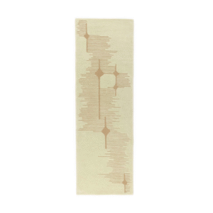 Langwerpig Elitis Marcel TA 134 03 06 vloerkleed met een abstract patroon in beige en bruintinten.