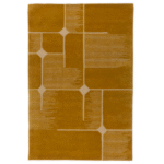 Mosterdgeel Elitis Marcel TA 134 13 02 vloerkleed met abstract geometrisch lijnpatroon in beige.