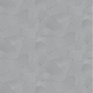 Grijs patroon met verweven boogvormige elementen en fijne lijnen uit de Elitis Matières à Réflexions Circolo VP 976 collectie.
