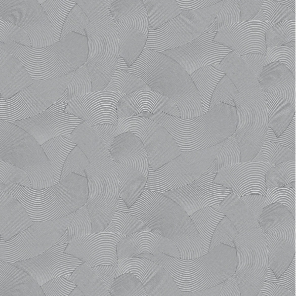 Grijs patroon met verweven boogvormige elementen en fijne lijnen uit de Elitis Matières à Réflexions Circolo VP 976 collectie.