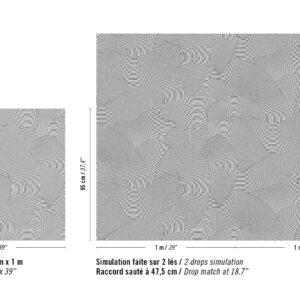 Voorbeeld van het Elitis Matières à Réflexions Dédales VP 975 60 behangpatroon met herhalings- en aansluitmaten.