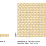Beige en crèmekleurig geweven patroon van Elitis Merida Wall Entrelazados RM 1019 met een herhaling van 15,2 x 91 cm.