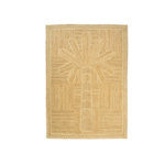 Beige Elitis Mirador indoor vloerkleed met een reliëfpatroon van een palmboom.