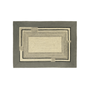 Rechthoekig Elitis outdoor vloerkleed Disco TA 113 81 05 met een grafisch patroon in beige en grijstinten.