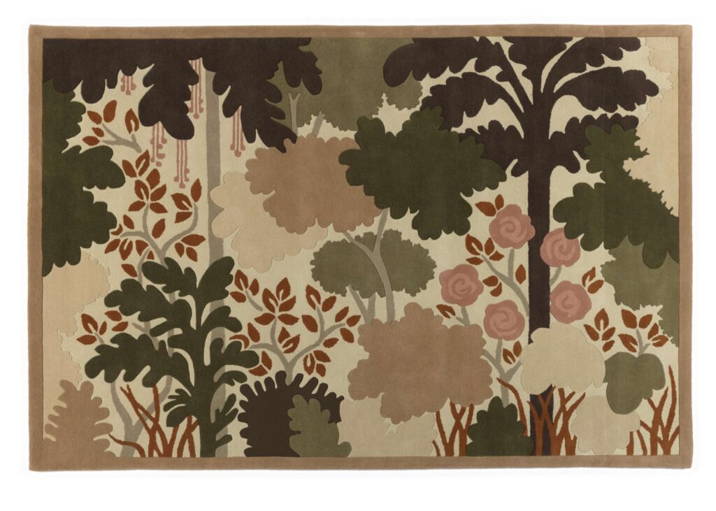 Decoratief Elitis Passiflore TA136-17-02 Imperial vloerkleed met een abstract botanisch patroon in aardetinten.
