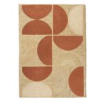 Vloerkleed Elitis Rocky PF TA 109 35 05 met geometrisch patroon van halve cirkels in roodbruin en beige tinten.