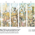 Panoramisch behangpatroon Elitis Sangpi L’Eden et Après VP 1027 01 met abstracte bloemen en bladeren in zachte pasteltinten.