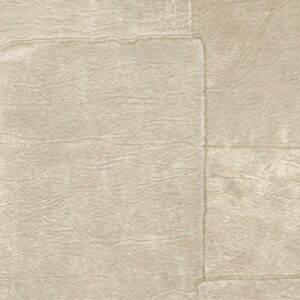 Beige Elitis Sangpi VP 1018 08 behang met een structuur van geregen leerpatches in een subtiel patroon.