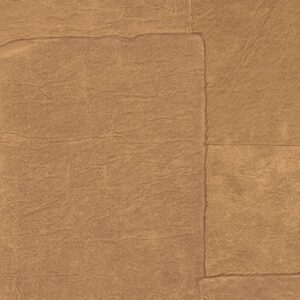 Structuurbehang Elitis Sangpi VP 1018 15 in warme bruintinten met een patchwork-effect van leerachtige texturen.