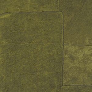 Groen Elitis Sangpi VP 1018-67 behang met een patchworkstructuur en textiele uitstraling.