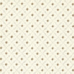 Crèmekleurige Elitis-stof Galactica LZ 862 02 met een patroon van beige stippen en diamantvormige structuur.