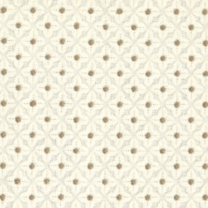 Crèmekleurige Elitis-stof Galactica LZ 862 02 met een patroon van beige stippen en diamantvormige structuur.