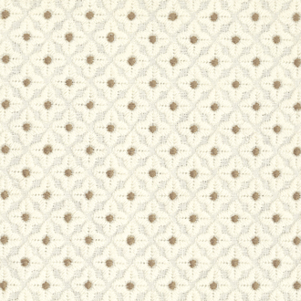 Crèmekleurige Elitis-stof Galactica LZ 862 02 met een patroon van beige stippen en diamantvormige structuur.