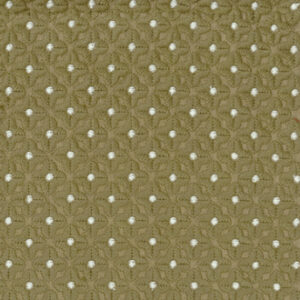 Groene Elitis-stof Galactica LZ 862-62 met een patroon van kleine witte stippen.