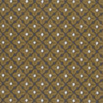 Detail van Elitis-stof Galactica LZ 862 82 met een geometrisch patroon in goudbruin en wit.