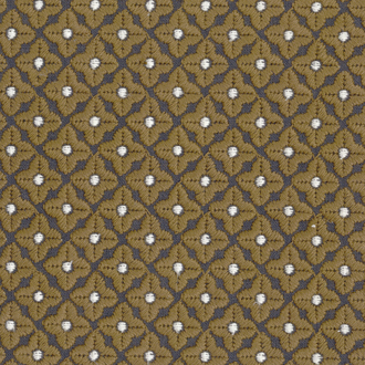 Detail van Elitis-stof Galactica LZ 862 82 met een geometrisch patroon in goudbruin en wit.