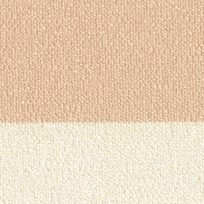 Detailopname van Elitis-stof Rosarito LR 356 35 met een grof geweven textuur in beige en lichtroze banen.