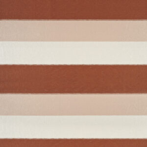 Stofpatroon Elitis Rosarito LR 356 35 met horizontale banen in terracotta, beige en wit.