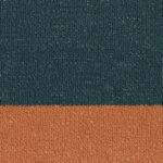 Detail van Elitis-stof Rosarito LR 356 67 met een horizontale kleurverdeling in donkergroen en roestoranje.