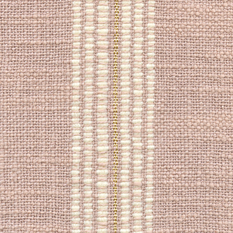 Detail van de Elitis-stof Zephyros LI 205 51 met een structuur van geweven roze textiel en een decoratieve verticale streep in crème en goud.