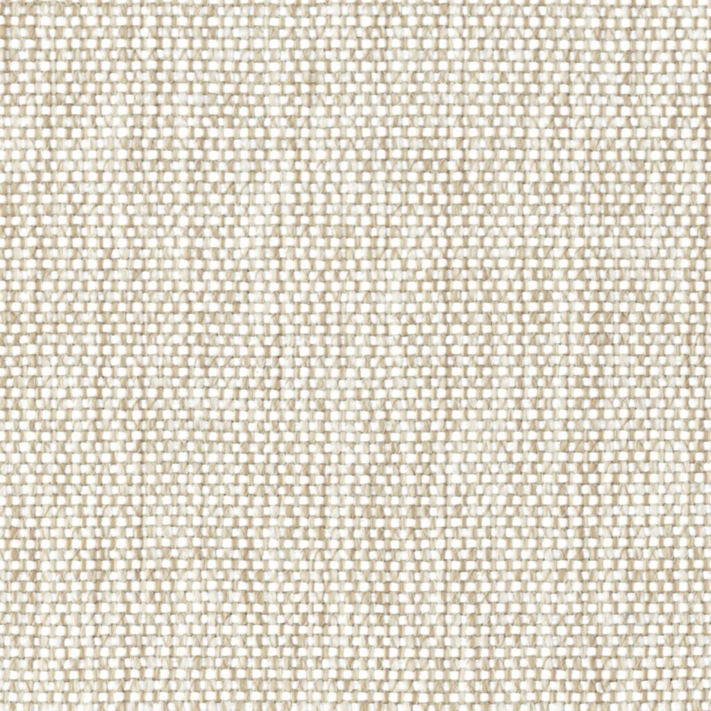 Licht beige geweven Elitis-stof Acosta Formosa OD 139-05 met een grove textuur.