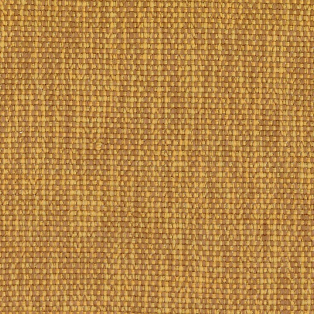 Close-up van de Elitis-stof Acosta Formosa OD 139 22 met een grofgeweven structuur in warme okergele tinten.