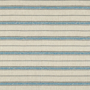 Beige Elitis-stof Acosta Mendoza OD 138 45 met horizontale blauwe en zwarte strepen in een regelmatig patroon.